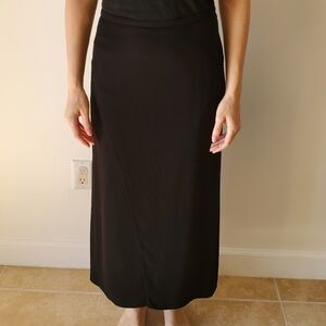 Massimo Dutti Black High Waist Midi Skirt XS